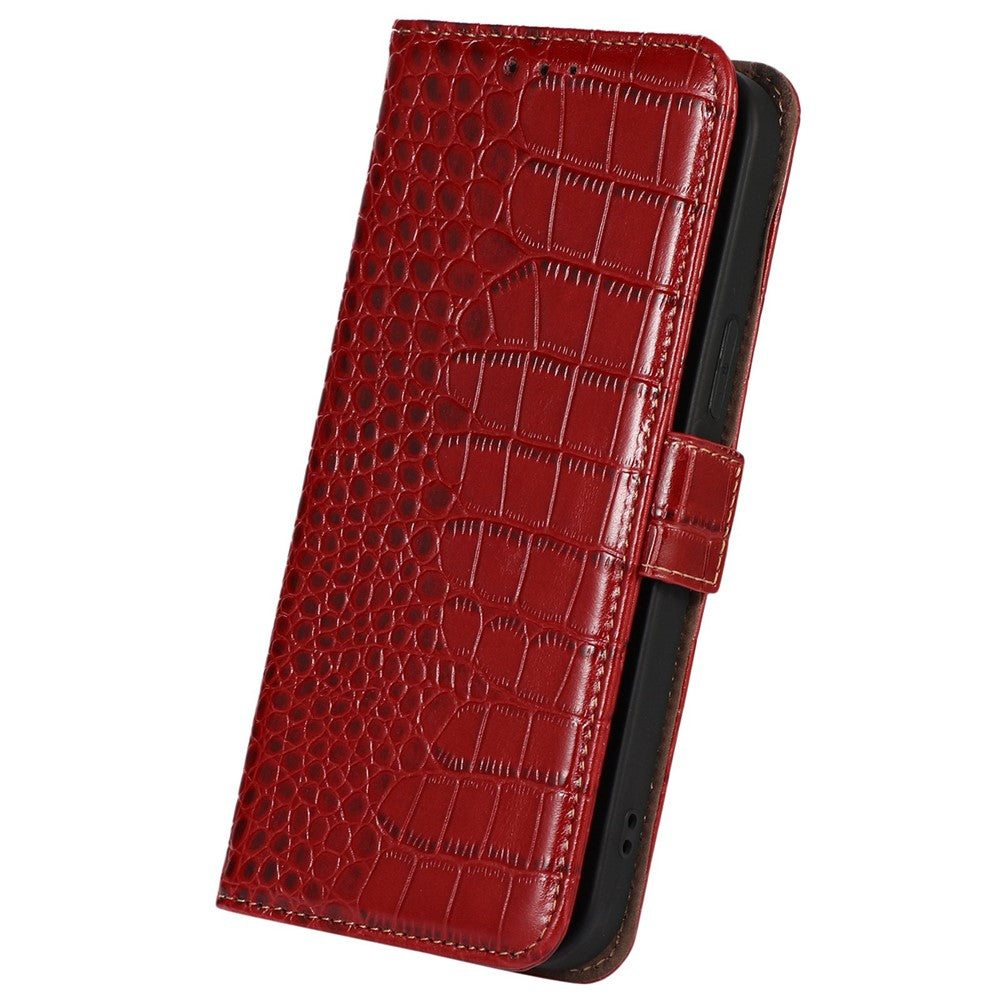 RFID Blocking Phone Cover For Xiaomi Redmi Note 12 Pro+ 5G Crocodile Texture Genuine Cowhide Leather Phone Case Wallet Stand