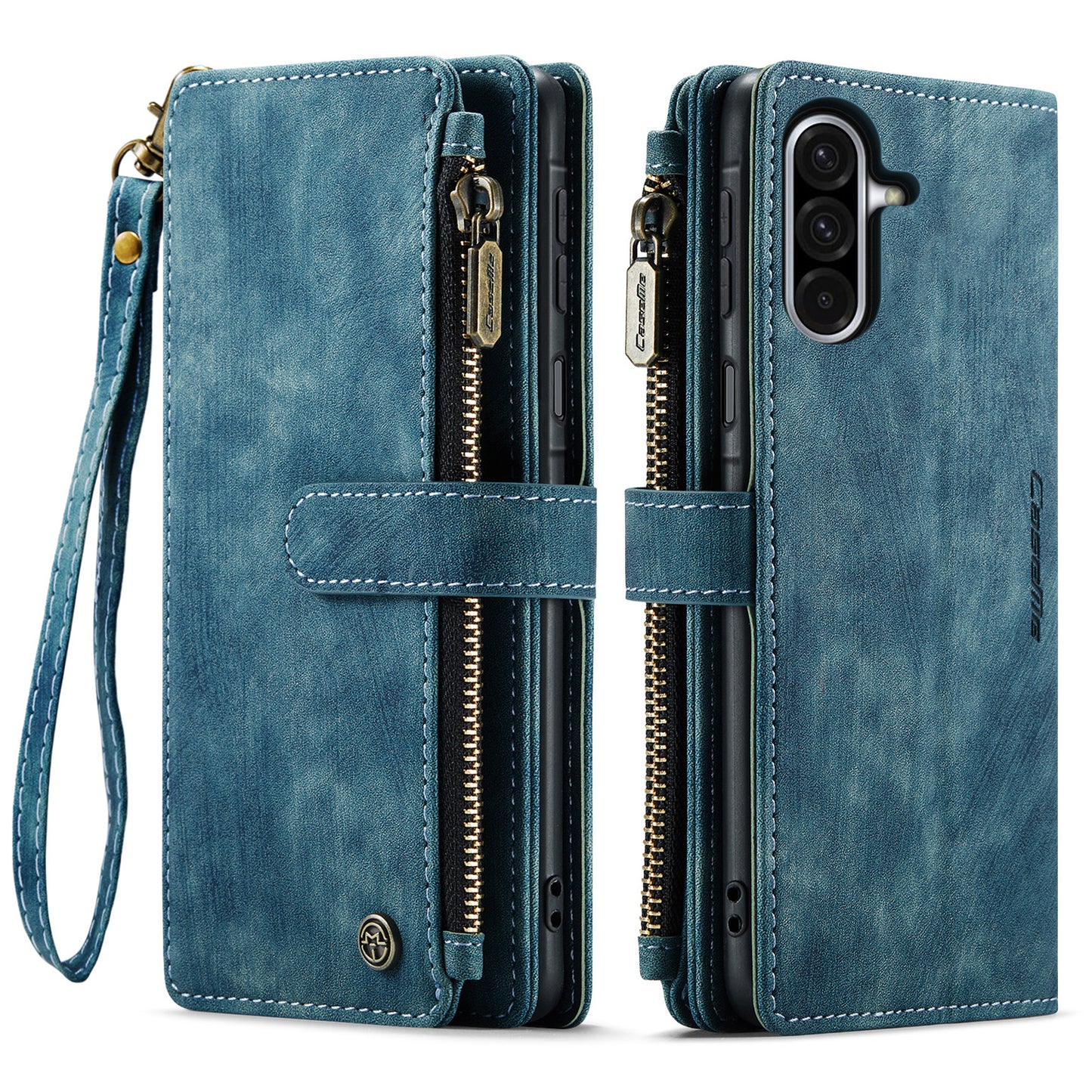 CASEME For Samsung Galaxy A37 5G Phone Cases with Strap  C30 Zipper Multiple Card Holder PU Leather Cover