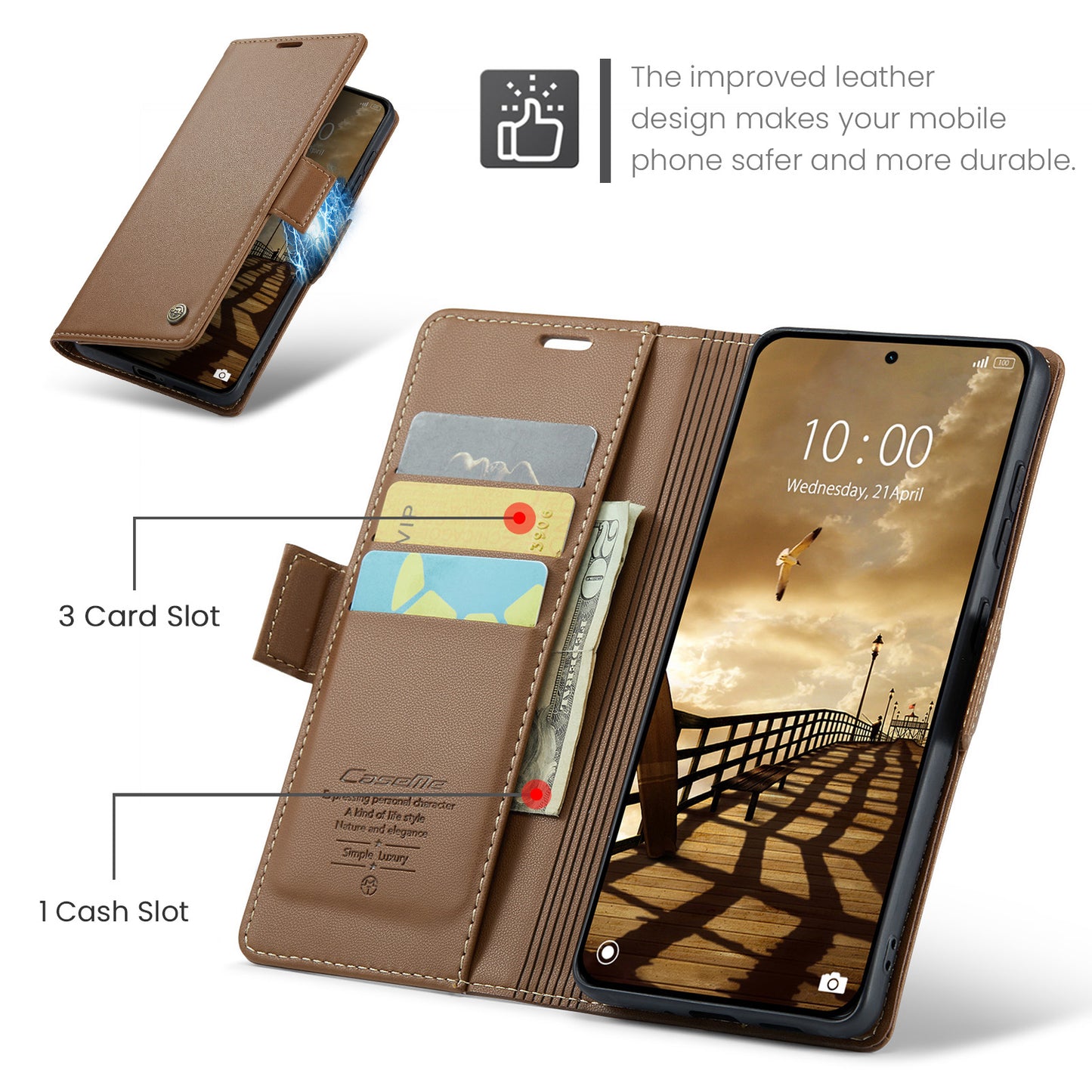 CASEME For Xiaomi Redmi Note 15 Pro 4G (Global) Case  023 Series RFID Blocking Wallet Stand Glossy Litchi Texture Leather Phone Cover