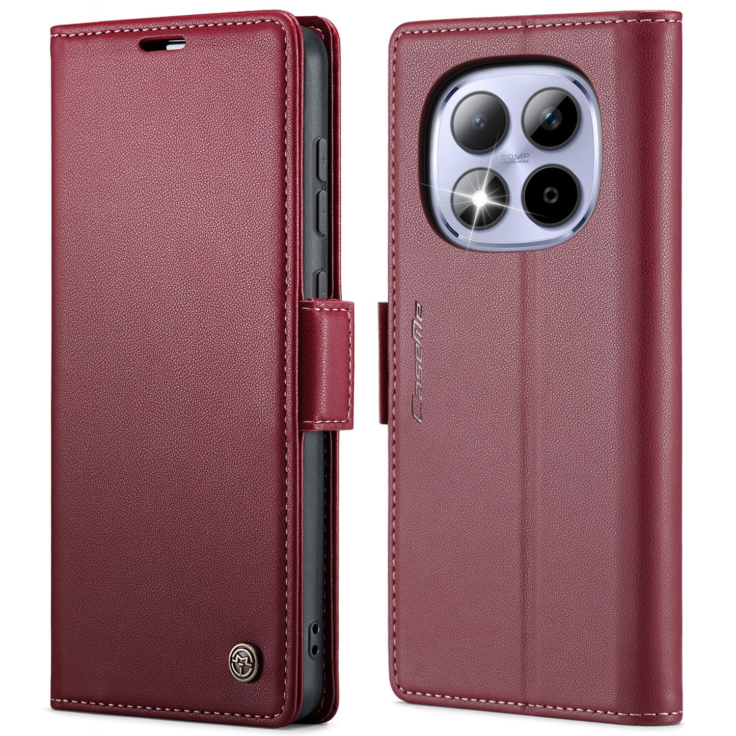CASEME For Xiaomi Redmi Note 15 Pro 5G (Global) Case  023 Series RFID Blocking Wallet Stand Glossy Litchi Texture Leather Phone Cover