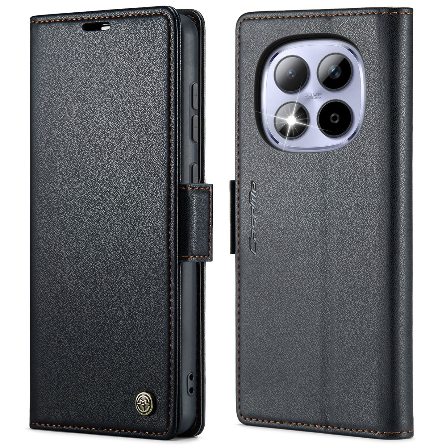 CASEME For Xiaomi Redmi Note 15 Pro 5G (Global) Case  023 Series RFID Blocking Wallet Stand Glossy Litchi Texture Leather Phone Cover