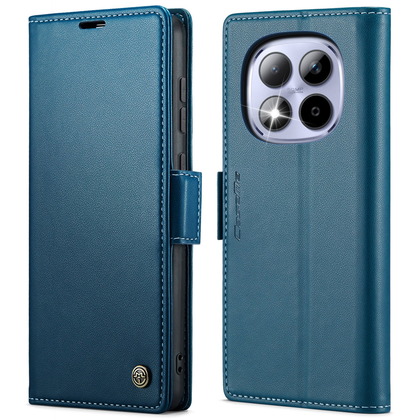 CASEME For Xiaomi Redmi Note 15 Pro 5G (Global) Case  023 Series RFID Blocking Wallet Stand Glossy Litchi Texture Leather Phone Cover