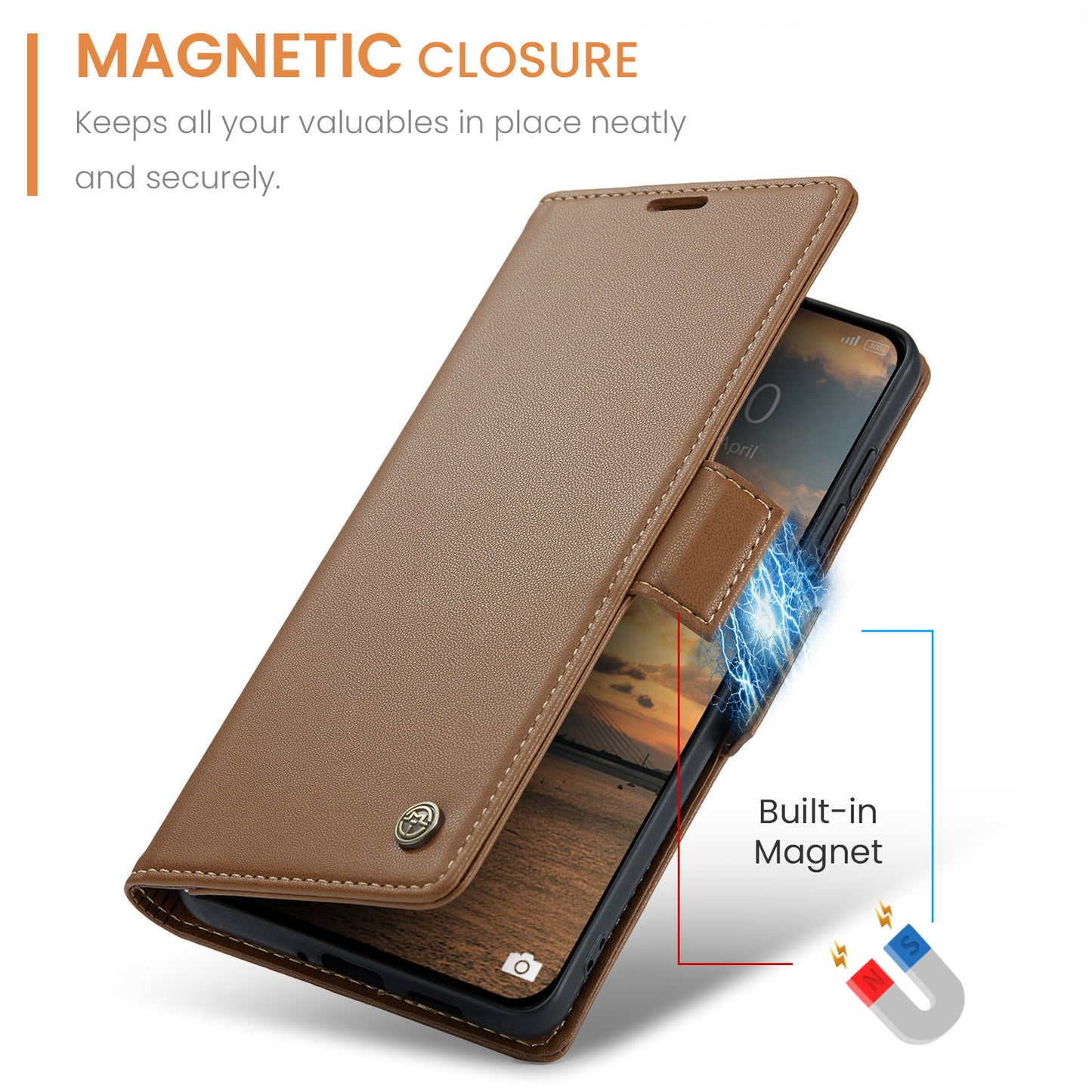 CASEME For Xiaomi Redmi Note 15 Pro 5G (Global) Case  023 Series RFID Blocking Wallet Stand Glossy Litchi Texture Leather Phone Cover