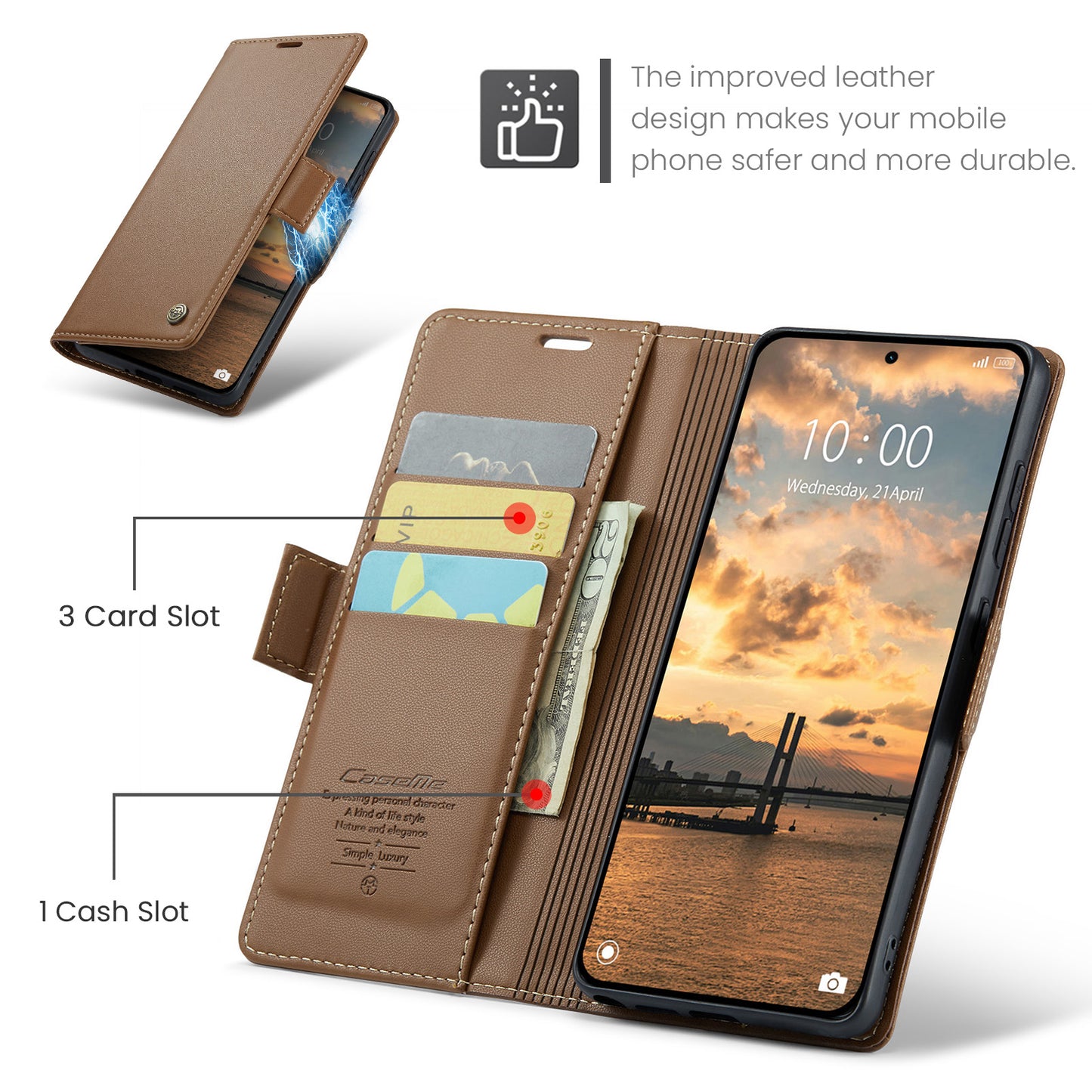 CASEME For Xiaomi Redmi Note 15 Pro 5G (Global) Case  023 Series RFID Blocking Wallet Stand Glossy Litchi Texture Leather Phone Cover
