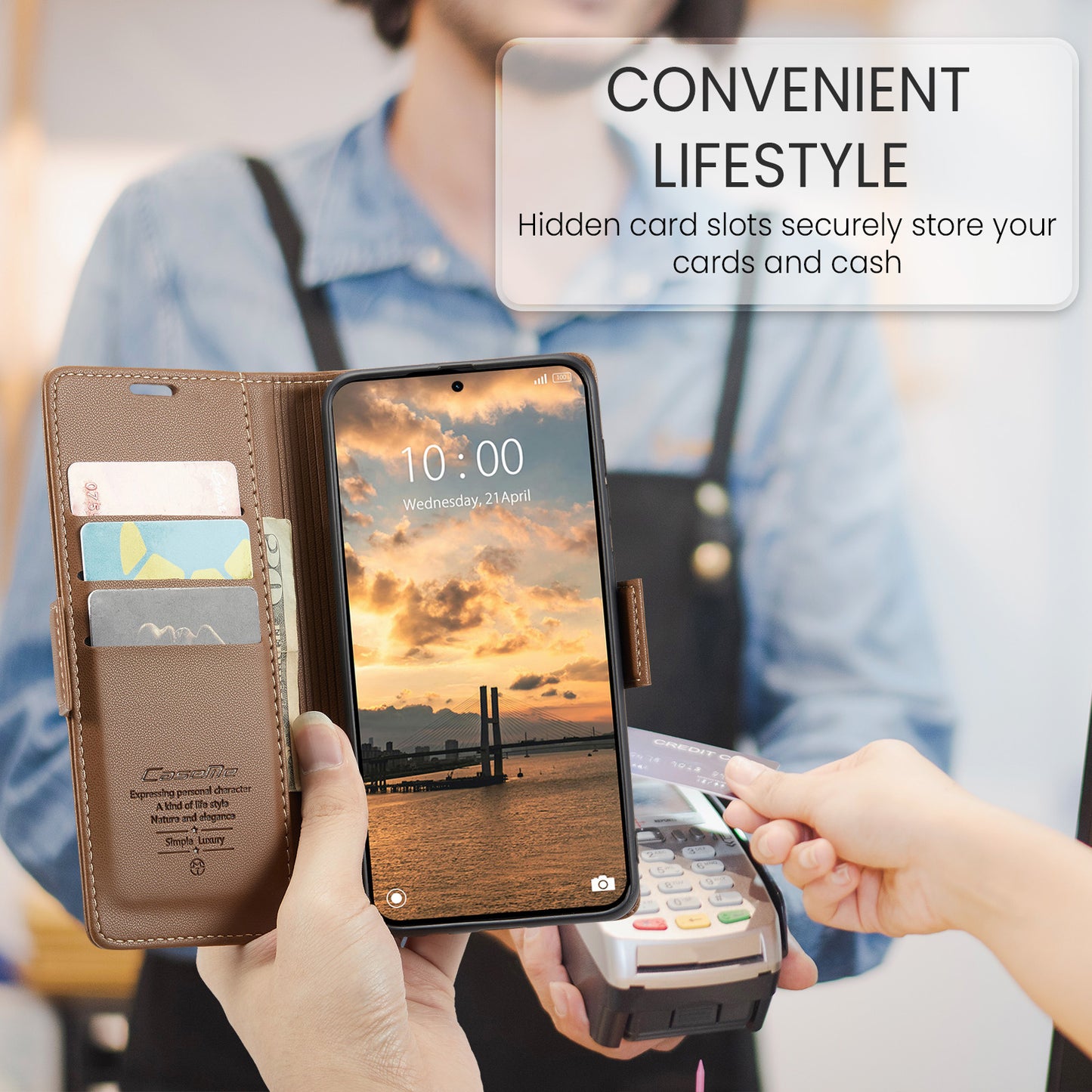 CASEME For Xiaomi Redmi Note 15 Pro 5G (Global) Case  023 Series RFID Blocking Wallet Stand Glossy Litchi Texture Leather Phone Cover