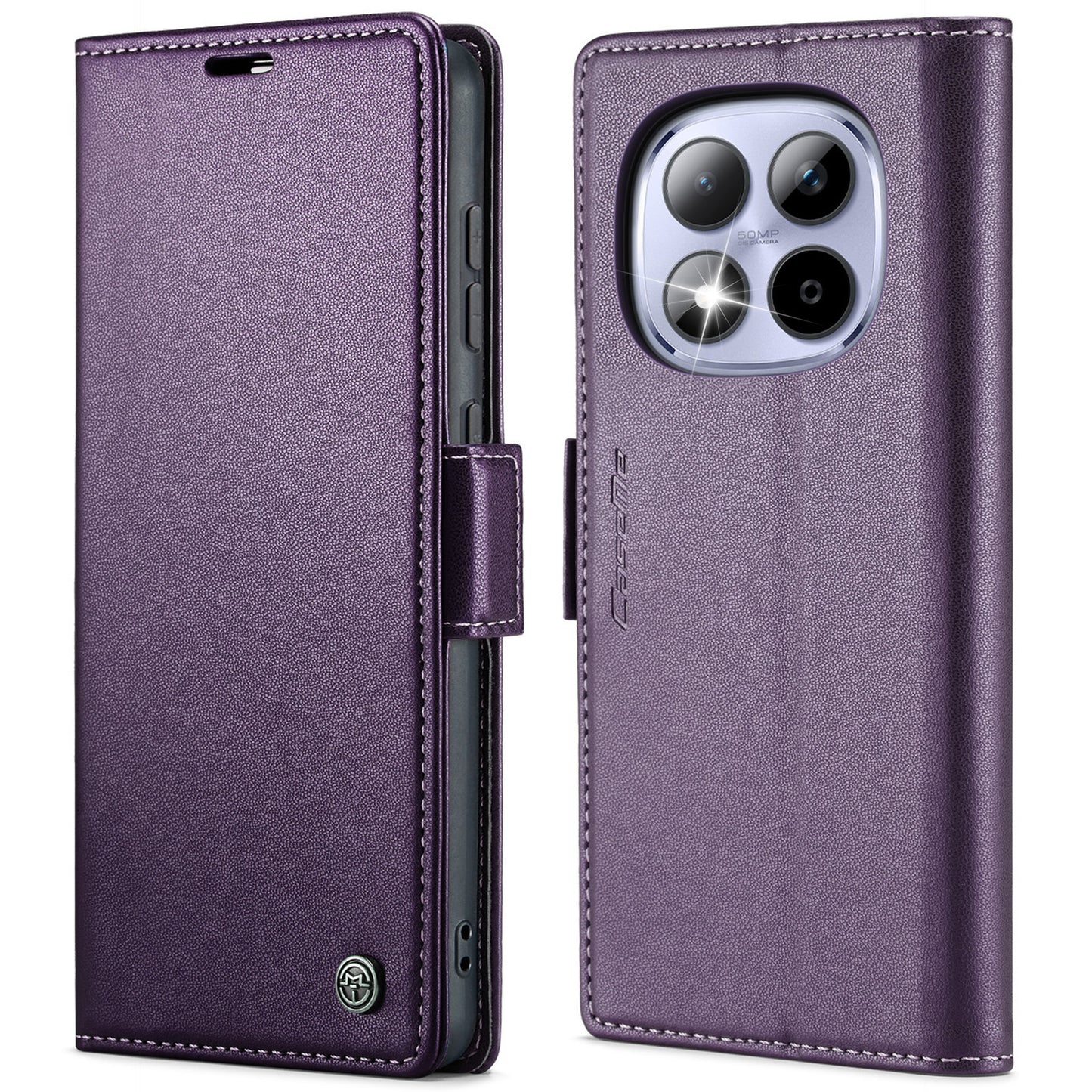 CASEME For Xiaomi Redmi Note 15 Pro 5G (Global) Case  023 Series RFID Blocking Wallet Stand Glossy Litchi Texture Leather Phone Cover