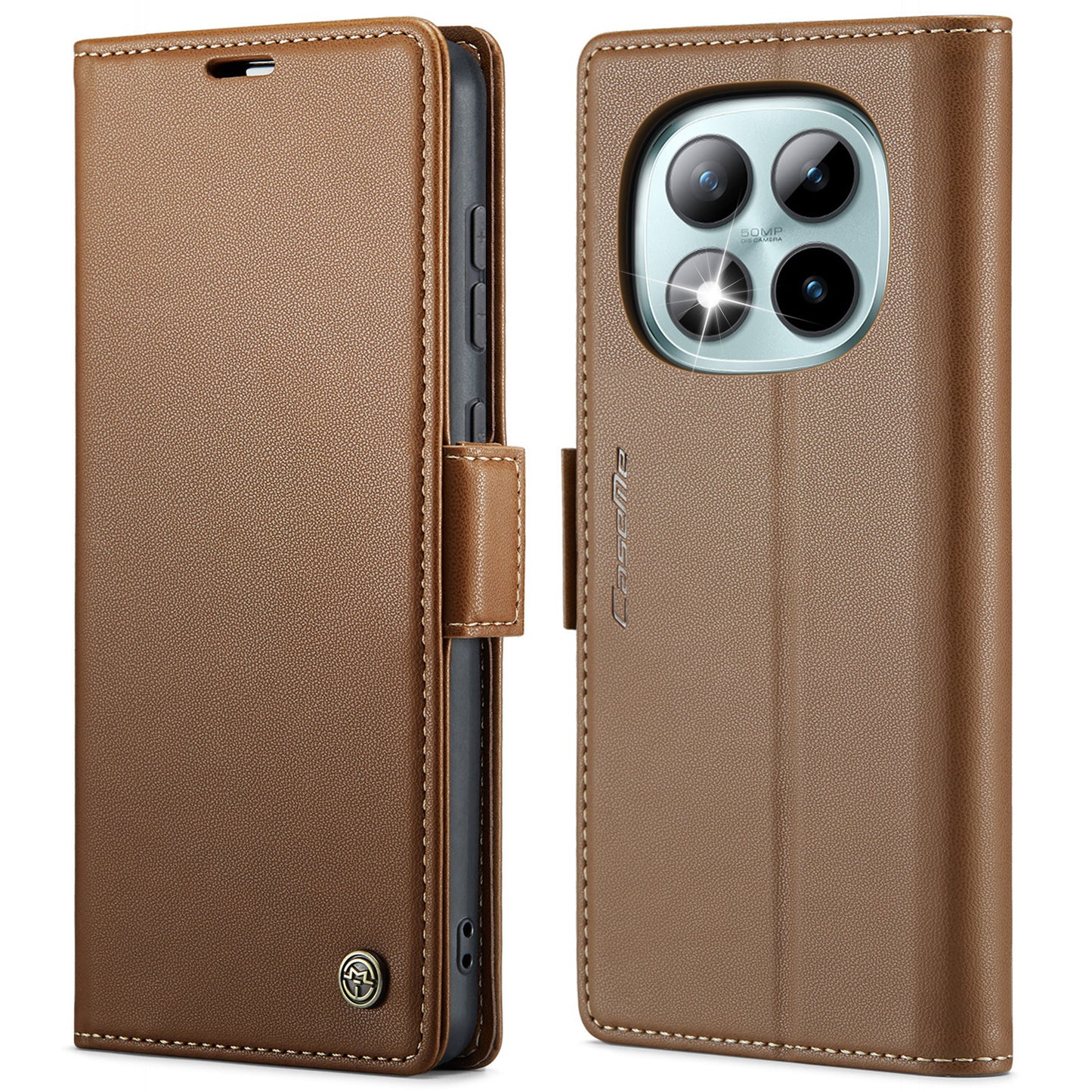 CASEME For Xiaomi Redmi Note 15 Pro+ 5G (Global) Case  023 Series RFID Blocking Wallet Stand Glossy Litchi Texture Leather Phone Cover