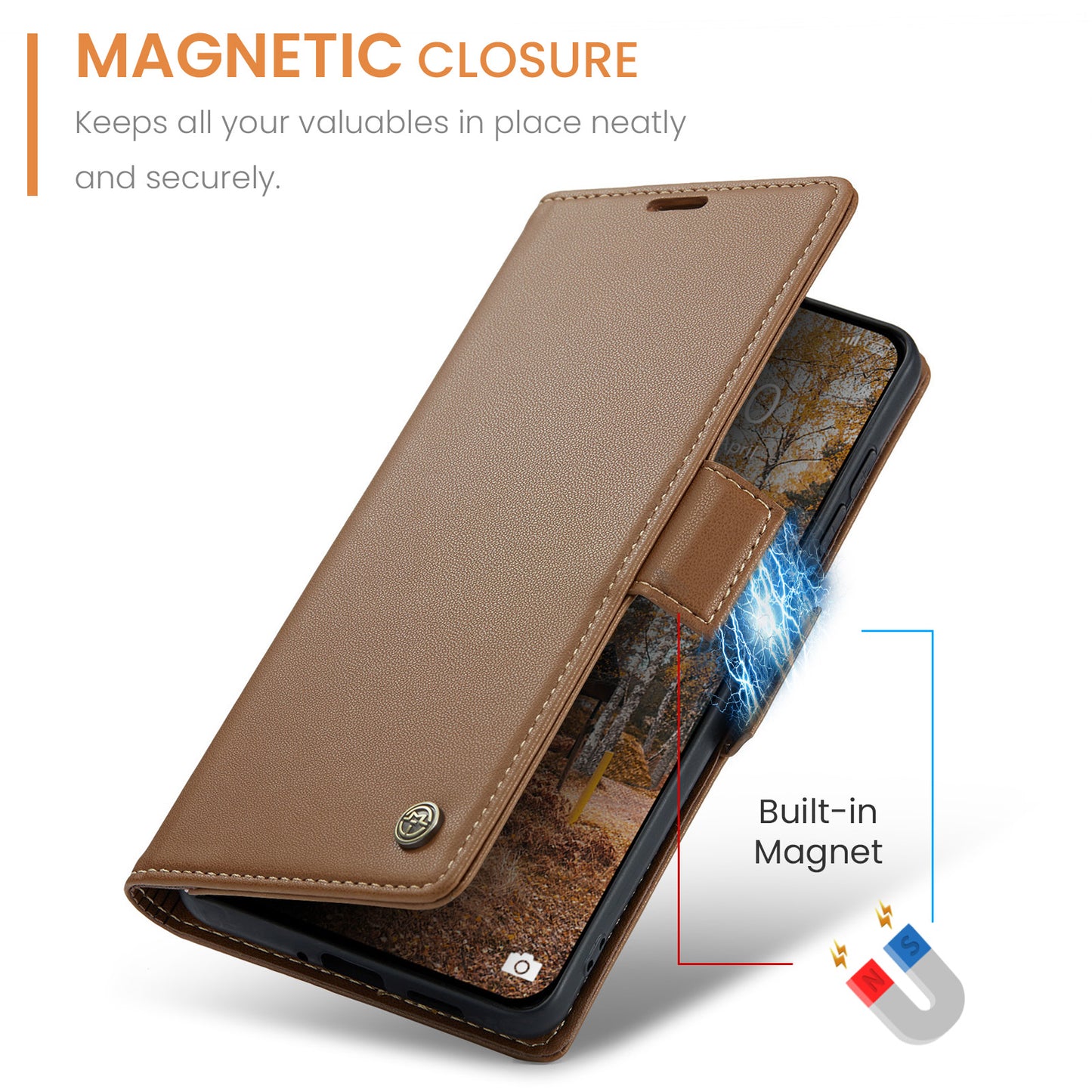CASEME For Xiaomi Redmi Note 15 Pro+ 5G (Global) Case  023 Series RFID Blocking Wallet Stand Glossy Litchi Texture Leather Phone Cover