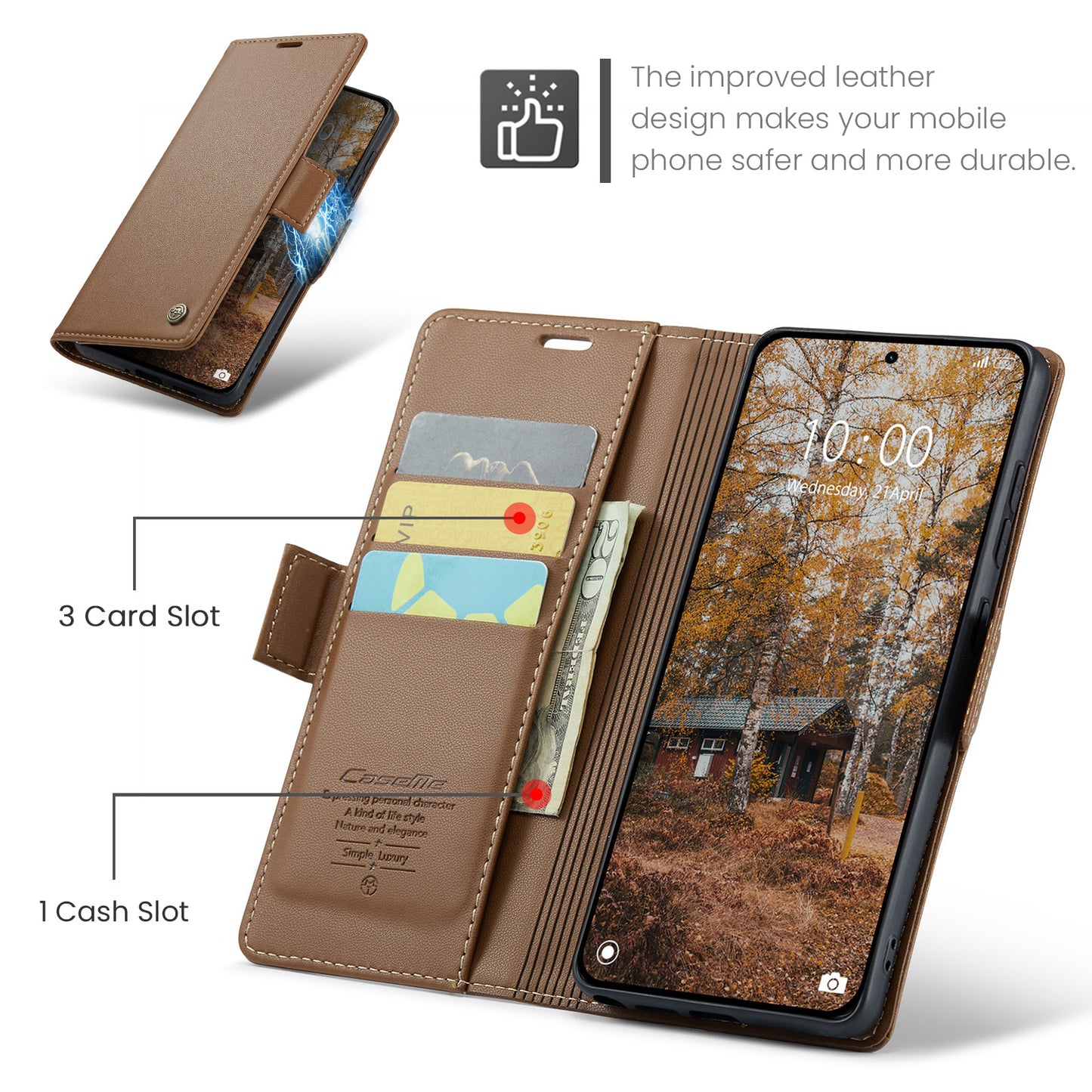 CASEME For Xiaomi Redmi Note 15 Pro+ 5G (Global) Case  023 Series RFID Blocking Wallet Stand Glossy Litchi Texture Leather Phone Cover