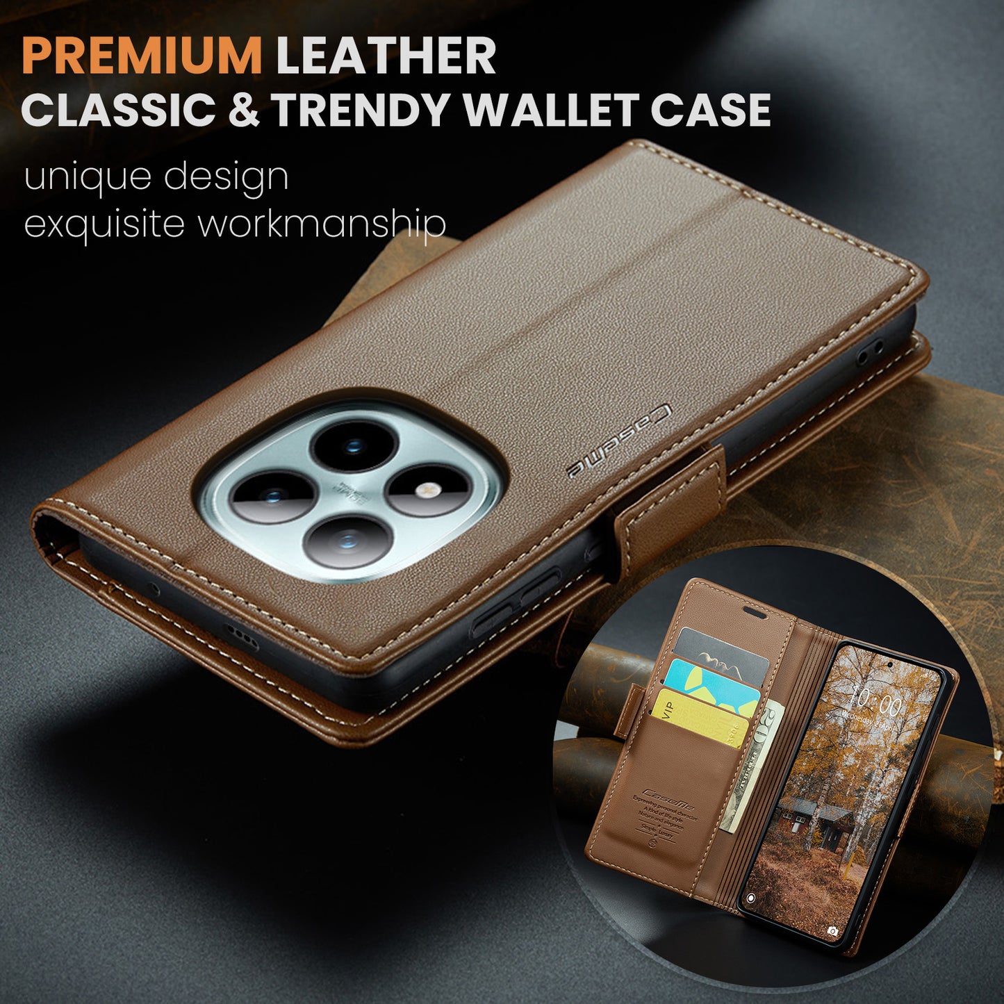 CASEME For Xiaomi Redmi Note 15 Pro+ 5G (Global) Case  023 Series RFID Blocking Wallet Stand Glossy Litchi Texture Leather Phone Cover