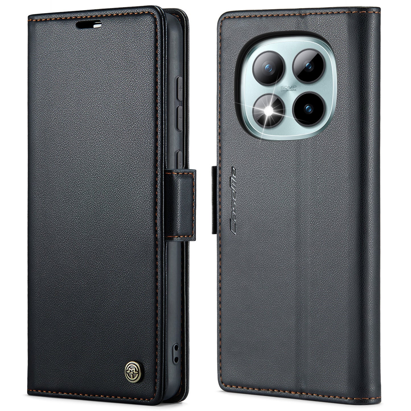 CASEME For Xiaomi Redmi Note 15 Pro+ 5G (Global) Case  023 Series RFID Blocking Wallet Stand Glossy Litchi Texture Leather Phone Cover