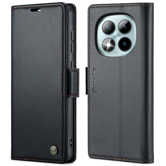 Xiaomi Redmi Note 15 Pro+ 5G (Global) Handyhülle – CASEME 023 Series RFID-blockierende Brieftasche mit Ständer, glänzende Litchi-Textur-Leder