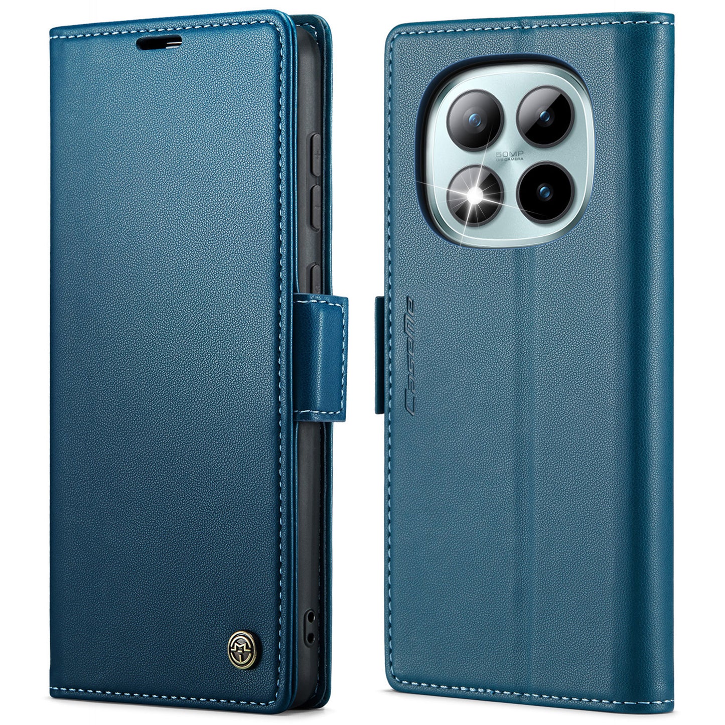 CASEME For Xiaomi Redmi Note 15 Pro+ 5G (Global) Case  023 Series RFID Blocking Wallet Stand Glossy Litchi Texture Leather Phone Cover