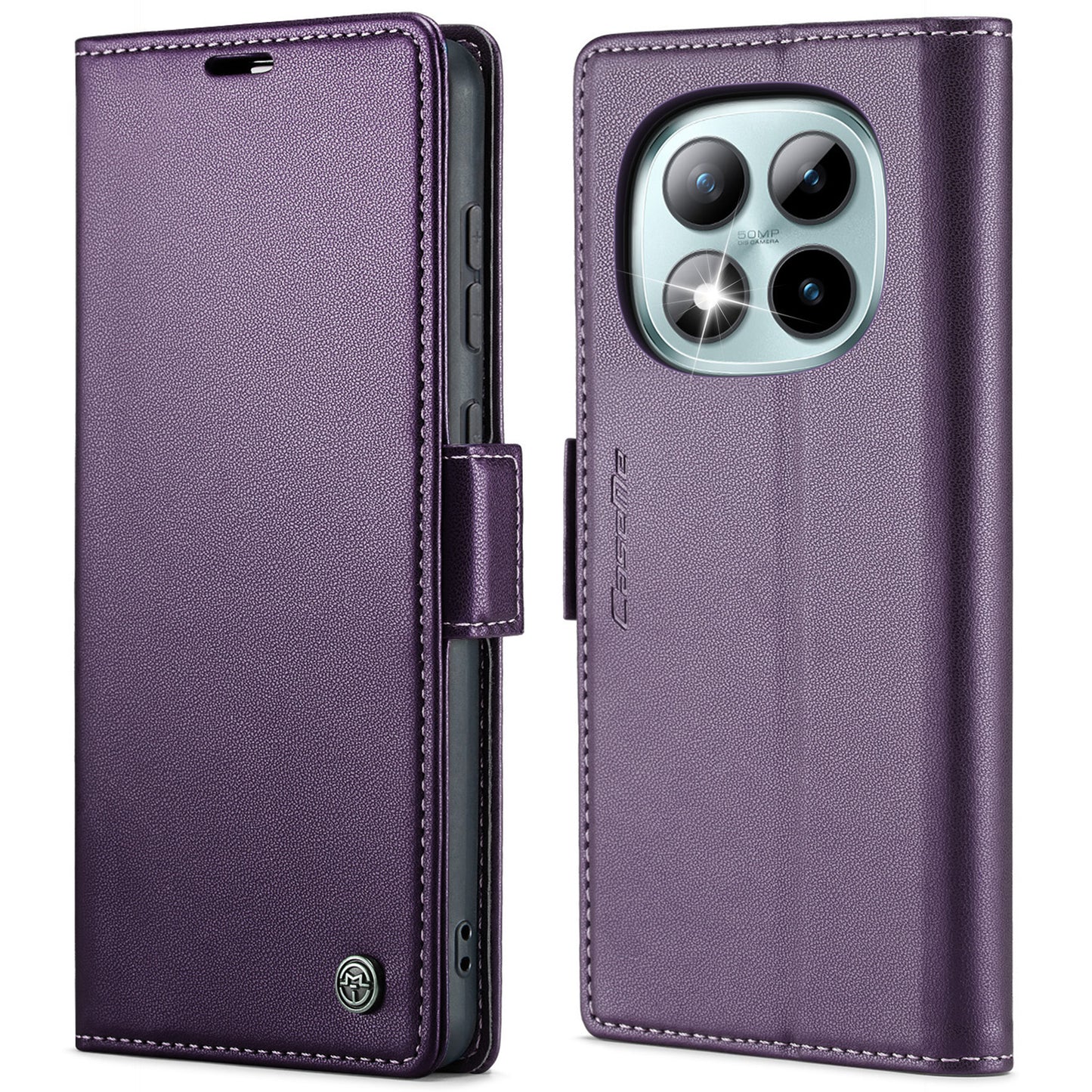 CASEME For Xiaomi Redmi Note 15 Pro+ 5G (Global) Case  023 Series RFID Blocking Wallet Stand Glossy Litchi Texture Leather Phone Cover