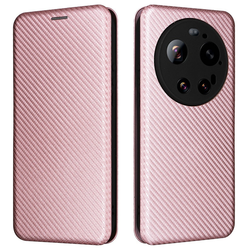 For Xiaomi 17 Ultra 5G Case Carbon Fiber Texture Drop-Proof PU Leather Phone Cover