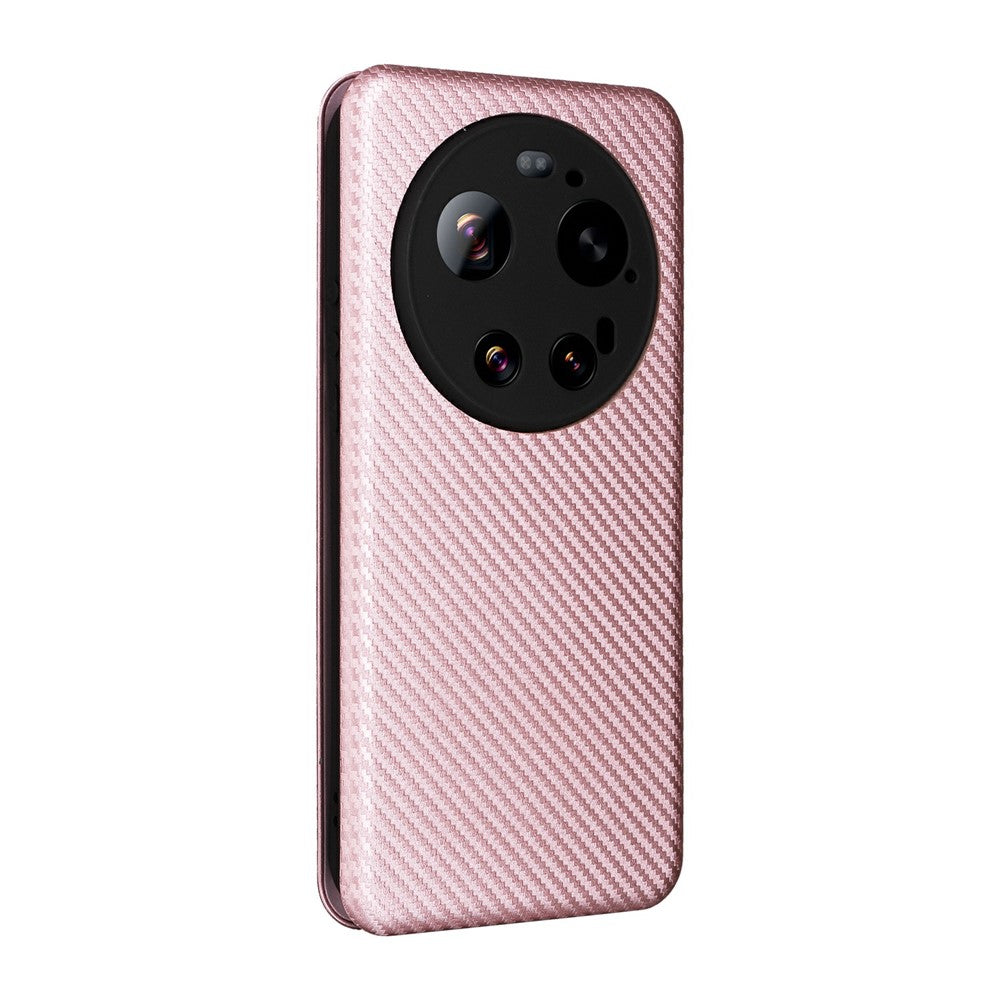For Xiaomi 17 Ultra 5G Case Carbon Fiber Texture Drop-Proof PU Leather Phone Cover