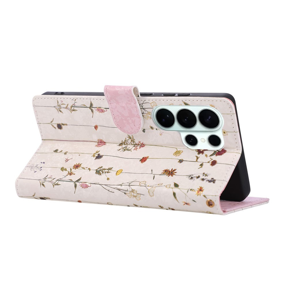 For Samsung Galaxy S26 Ultra Case RFID Blocking Flower Leather Phone Cover