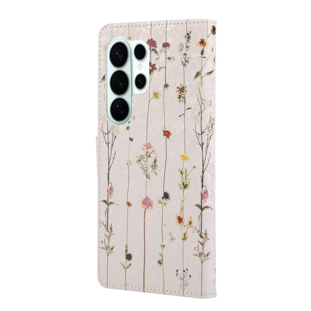 For Samsung Galaxy S26 Ultra Case RFID Blocking Flower Leather Phone Cover