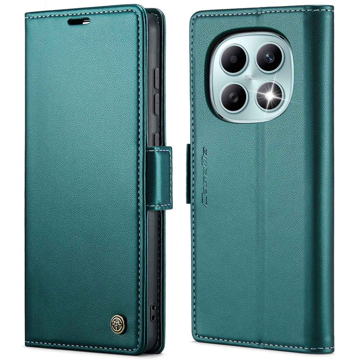 CASEME For Xiaomi Redmi Note 15 5G (Global) / Xiaomi Poco M8 5G / Xiaomi Redmi Note 15 4G (Global) Case  023 Series RFID Blocking Wallet Stand Glossy Litchi Texture Leather Phone Cover
