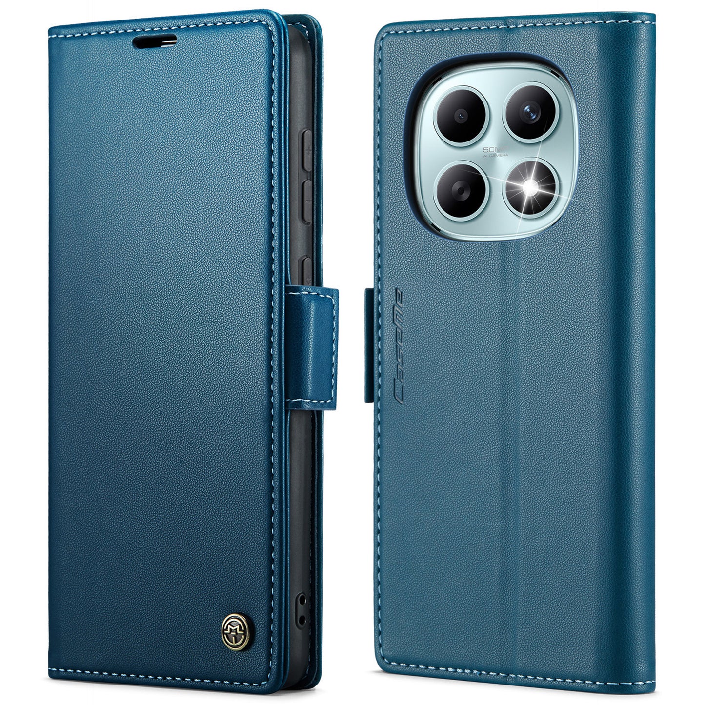 CASEME For Xiaomi Redmi Note 15 5G (Global) / Xiaomi Poco M8 5G / Xiaomi Redmi Note 15 4G (Global) Case  023 Series RFID Blocking Wallet Stand Glossy Litchi Texture Leather Phone Cover
