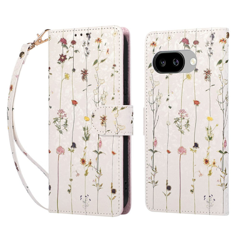 For Google Pixel 10a Case RFID Blocking Flower Leather Phone Cover