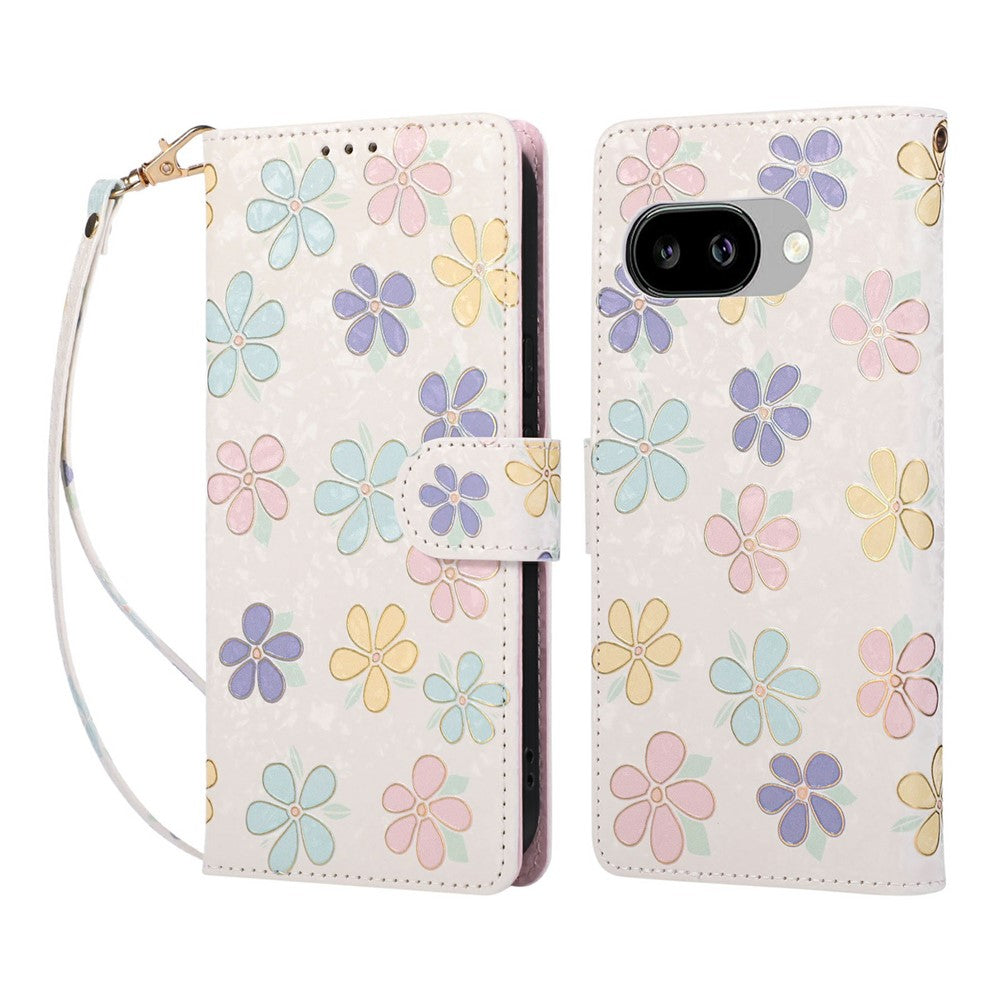 For Google Pixel 10a Case RFID Blocking Flower Leather Phone Cover