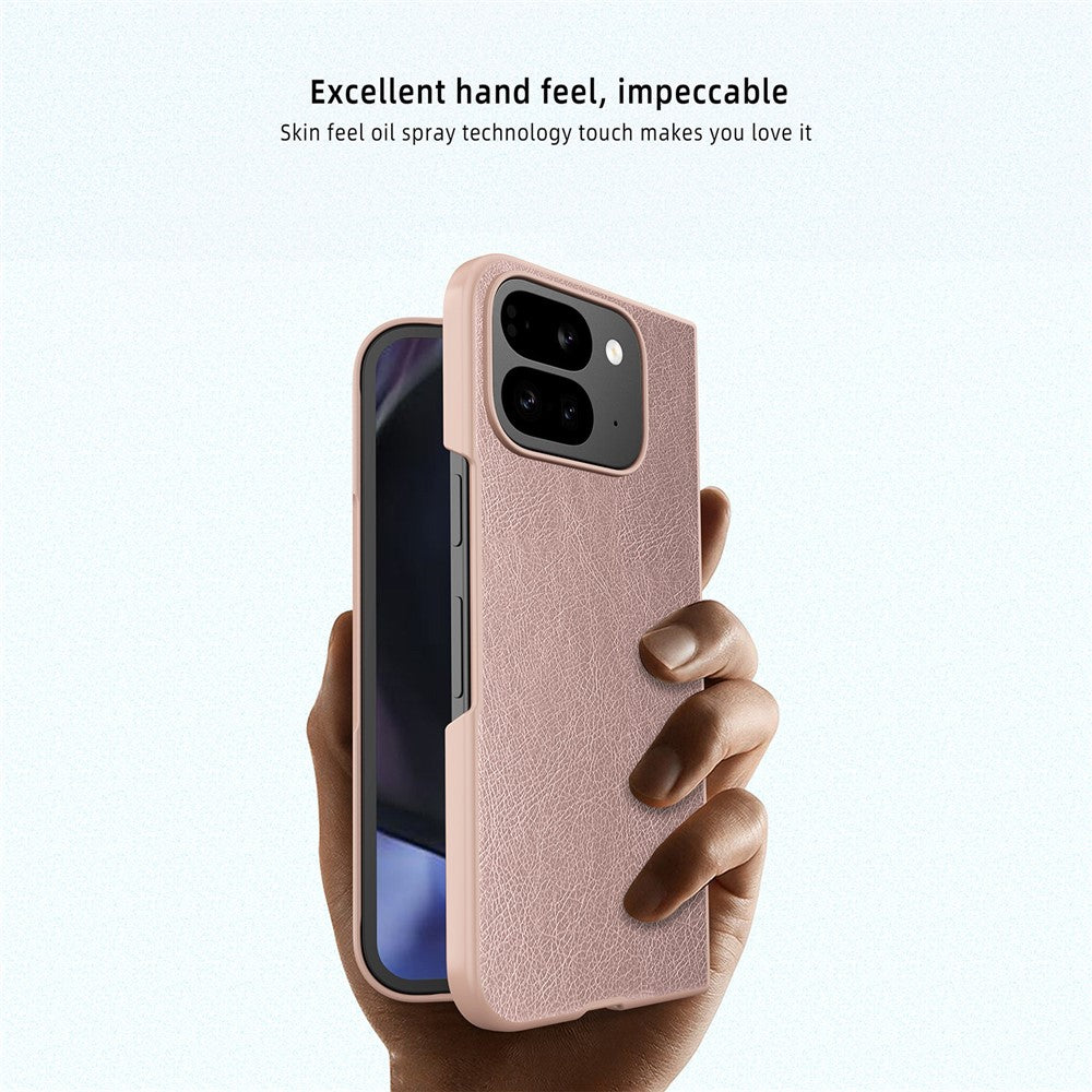 For Google Pixel 10 Pro Fold Case PU Leather PC Litchi Coated Phone Cover with Screen  /  Lens Film