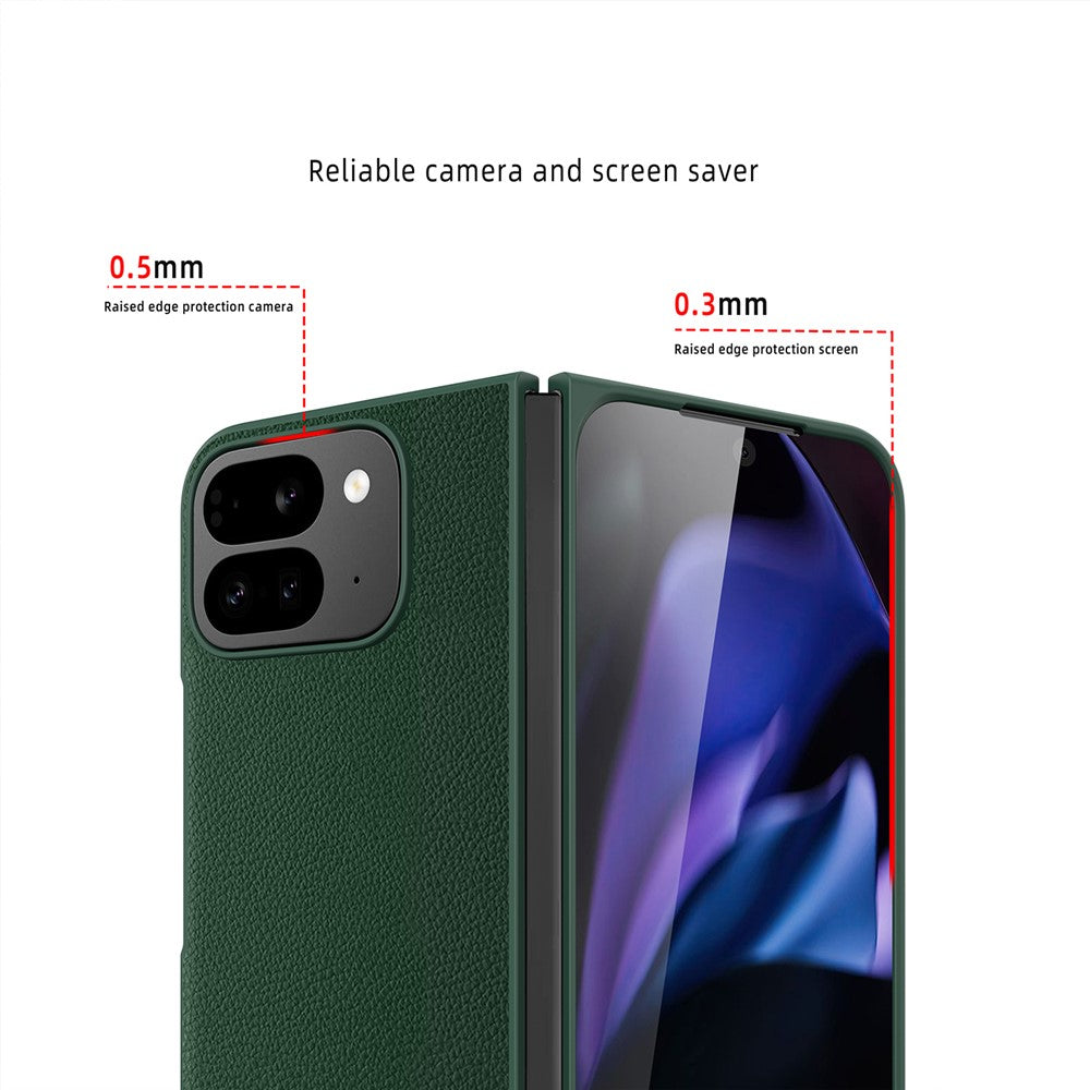 For Google Pixel 10 Pro Fold Case PU Leather PC Litchi Coated Phone Cover with Screen  /  Lens Film