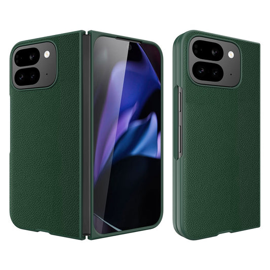Google Pixel 10 Pro Fold Handyhülle – PU-Leder PC Litschi-beschichtete mit Bildschirm-/Linsenfolie