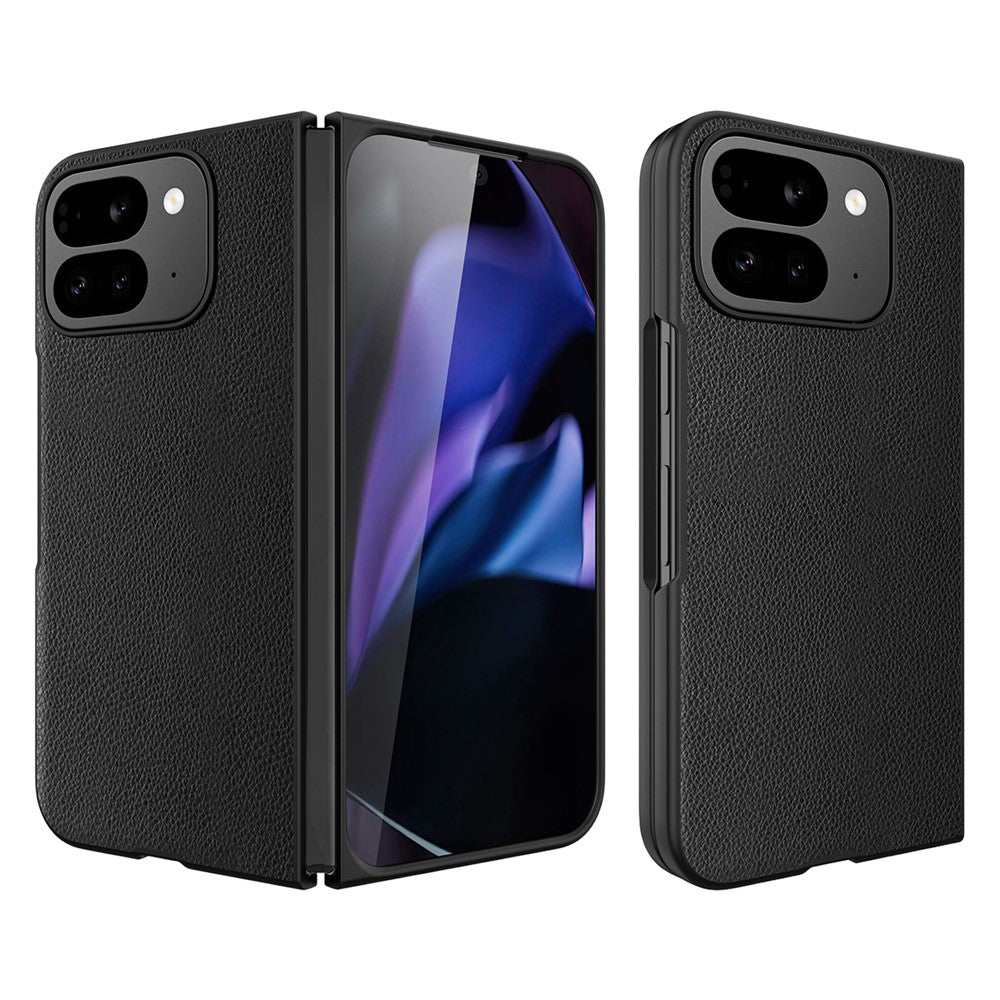 For Google Pixel 10 Pro Fold Case PU Leather PC Litchi Coated Phone Cover with Screen  /  Lens Film