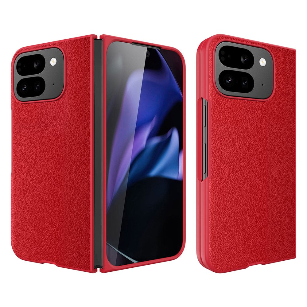 For Google Pixel 10 Pro Fold Case PU Leather PC Litchi Coated Phone Cover with Screen  /  Lens Film