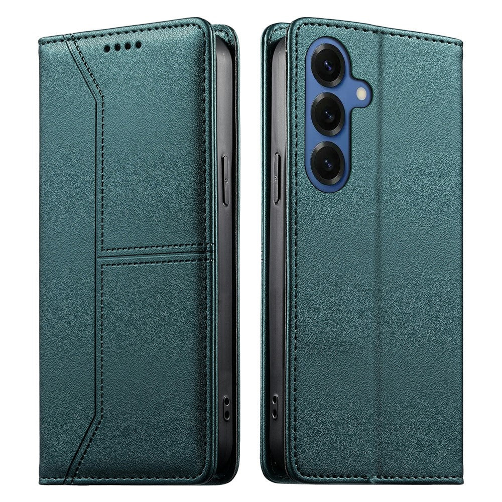 For Samsung Galaxy S26 Wallet Stand Case Line Splicing TPU PU Leather Phone Cover