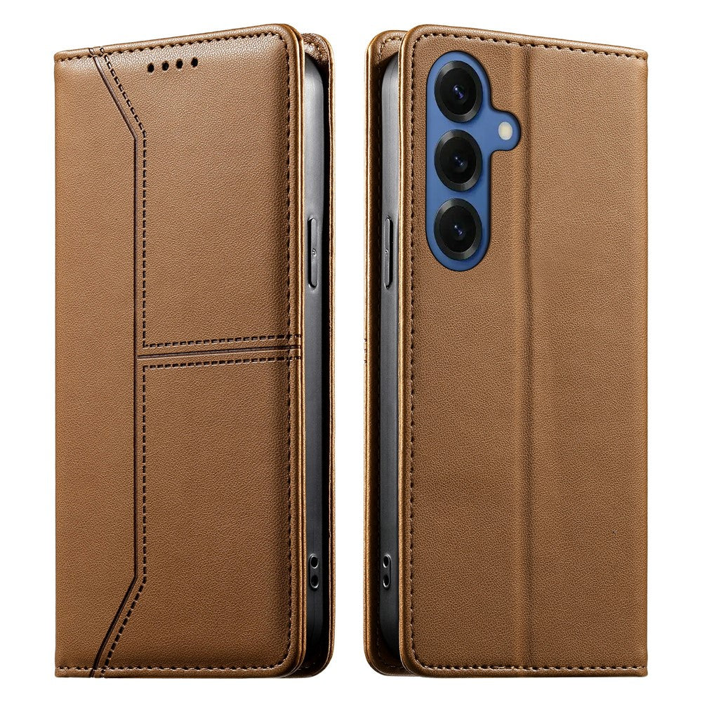 For Samsung Galaxy S26 Wallet Stand Case Line Splicing TPU PU Leather Phone Cover