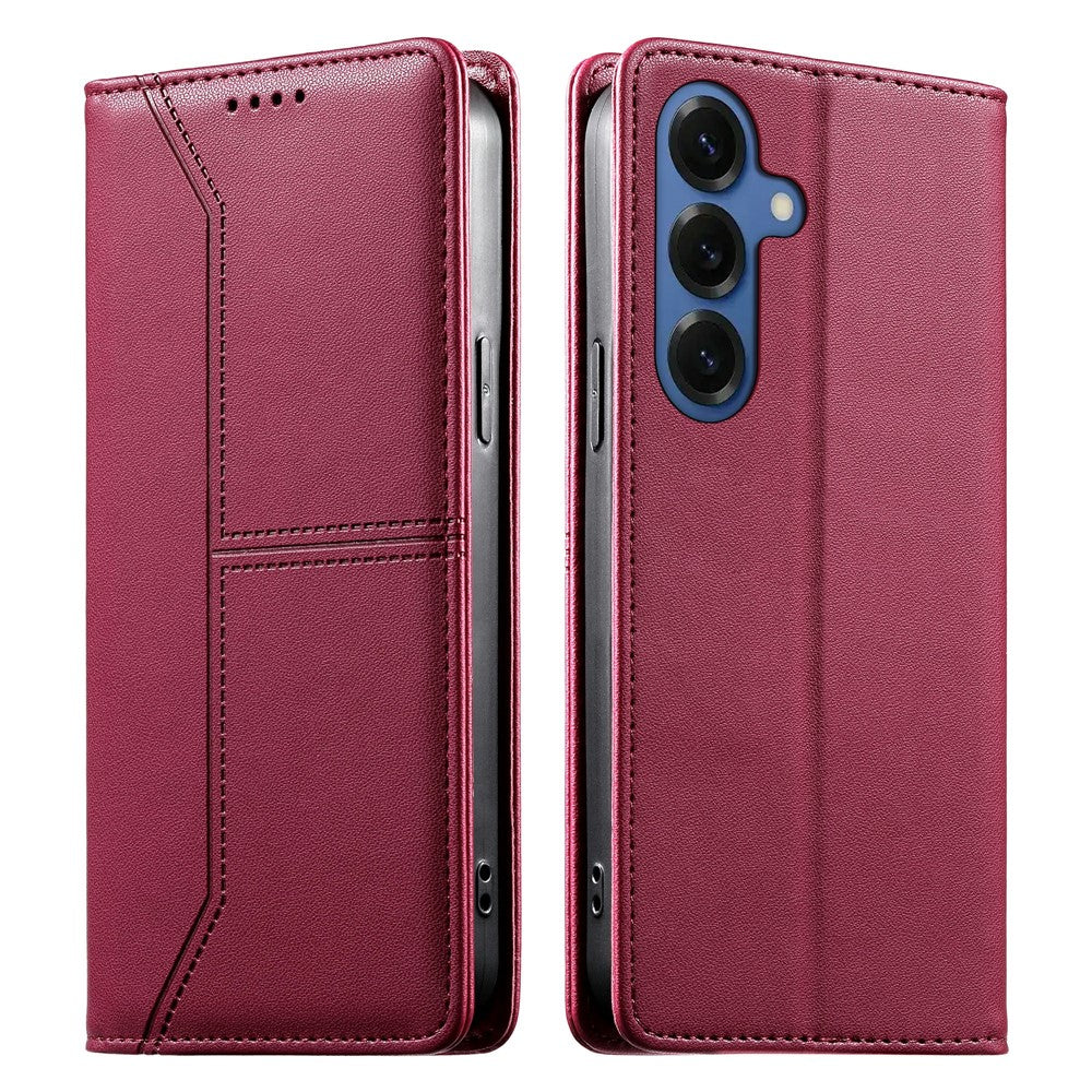 For Samsung Galaxy S26 Wallet Stand Case Line Splicing TPU PU Leather Phone Cover