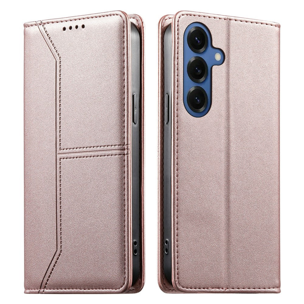 For Samsung Galaxy S26 Wallet Stand Case Line Splicing TPU PU Leather Phone Cover