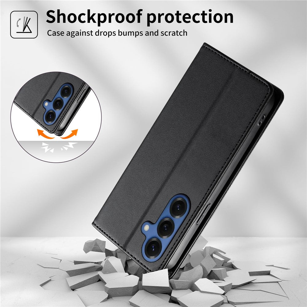 For Samsung Galaxy S26+ Wallet Stand Case Line Splicing TPU PU Leather Phone Cover