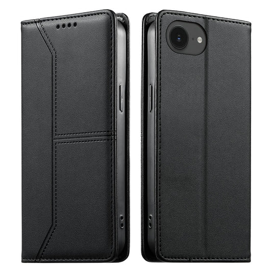 For iPhone 17e / 16e Wallet Stand Case Line Splicing TPU PU Leather Phone Cover
