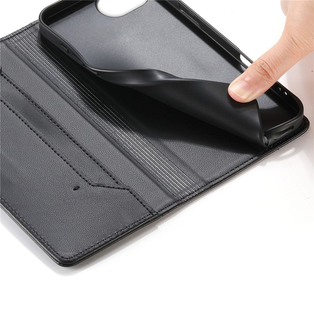 For iPhone 17e / 16e Wallet Stand Case Line Splicing TPU PU Leather Phone Cover