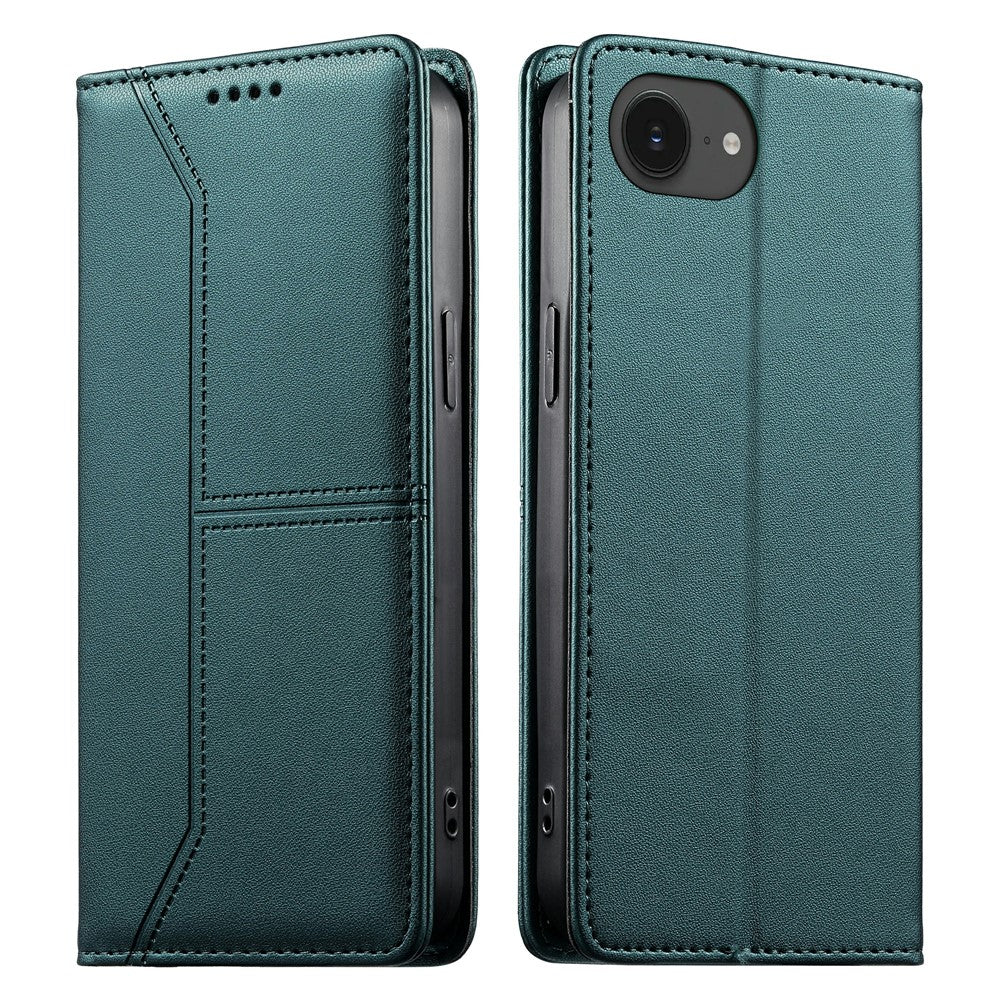 For iPhone 17e / 16e Wallet Stand Case Line Splicing TPU PU Leather Phone Cover