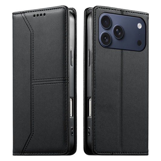 For iPhone 18 Pro / 17 Pro Wallet Stand Case Line Splicing TPU PU Leather Phone Cover