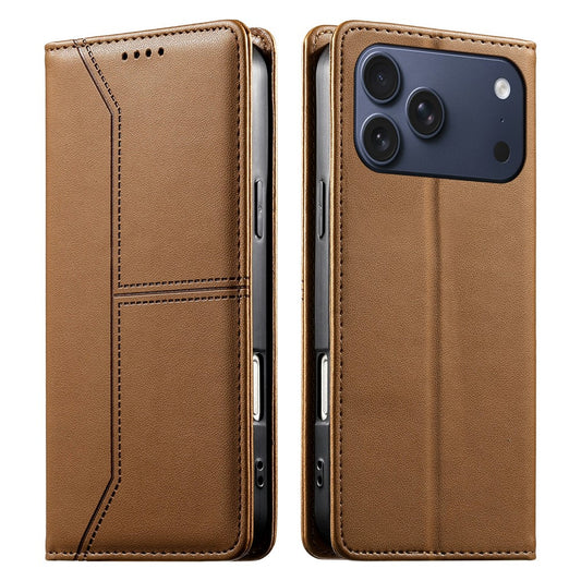 For iPhone 18 Pro Max / 17 Pro Max Wallet Stand Case Line Splicing TPU PU Leather Phone Cover