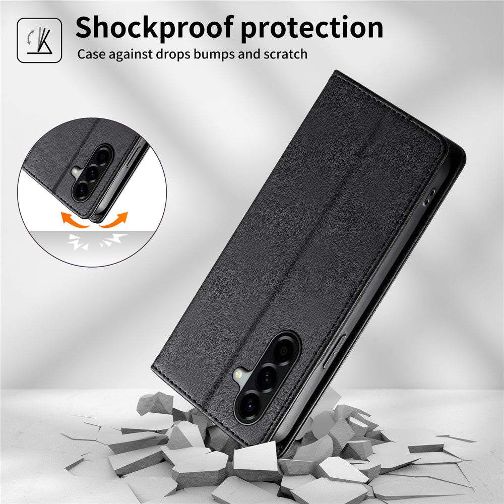 For Samsung Galaxy A57 5G Wallet Stand Case Line Splicing TPU PU Leather Phone Cover