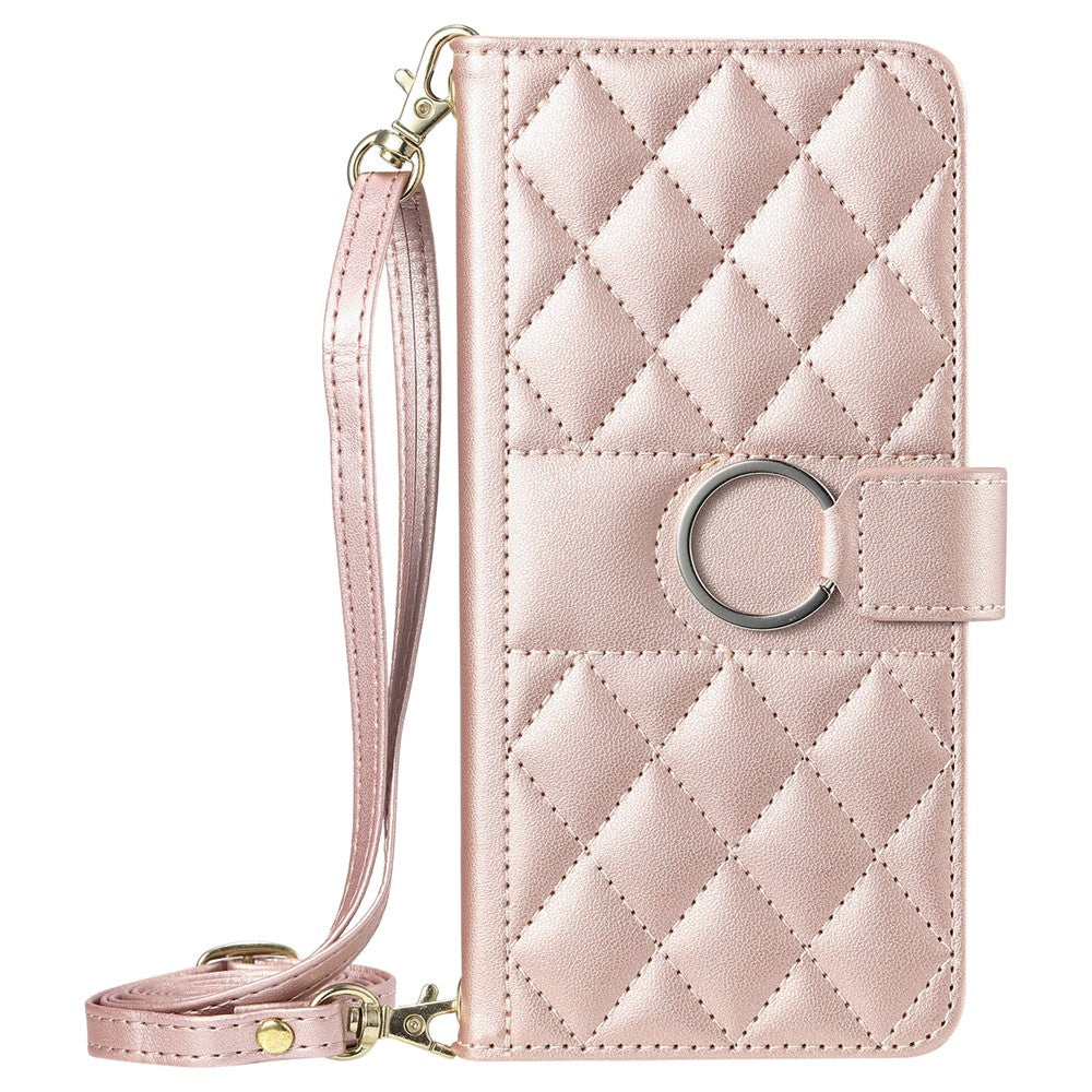 For Xiaomi Redmi Note 15 Pro+ 5G (Global) / Poco M8 Pro 5G Case Ring Buckle Wallet Stand Rhombus Crossbody Leather Mobile Cover