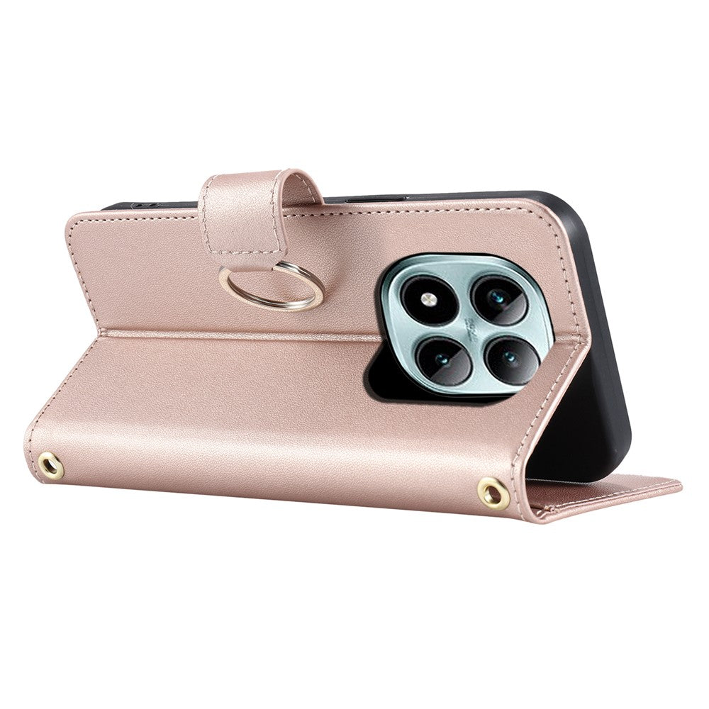 For Xiaomi Redmi Note 15 Pro+ 5G (Global) / Poco M8 Pro 5G Case Ring Buckle Wallet Stand Rhombus Crossbody Leather Mobile Cover