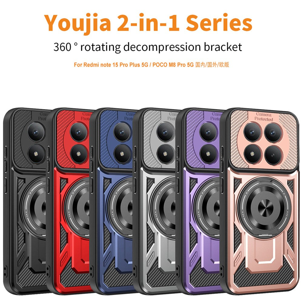 Magnetic Case For Xiaomi Poco M8 Pro 5G  /  Redmi Note 15 Pro+ 5G (Global) Rotating Kickstand TPU + PC Phone Cover