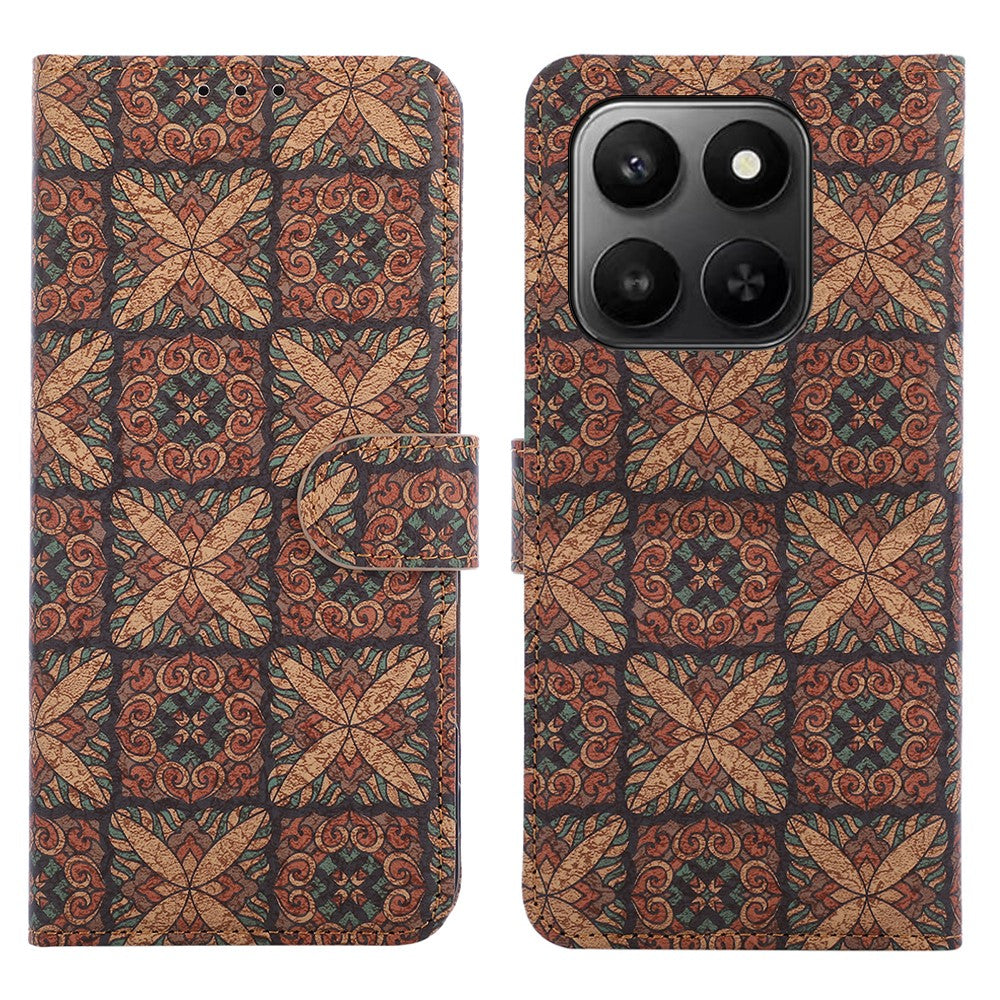 Honor X7d 5G  /  X7d 4G  /  400 Smart 4G  /  400 Smart 5G Wallet-Handyhülle – Leder-Geldbörsenhülle im Bohème-Stil, aus TPU-PU, mit Ständer
