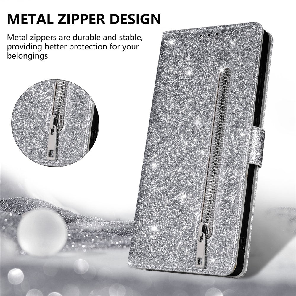 For Xiaomi Redmi Note 15 Pro 5G (Global) Stand Case Glitter Phone Leather Cover Zipper Pocket