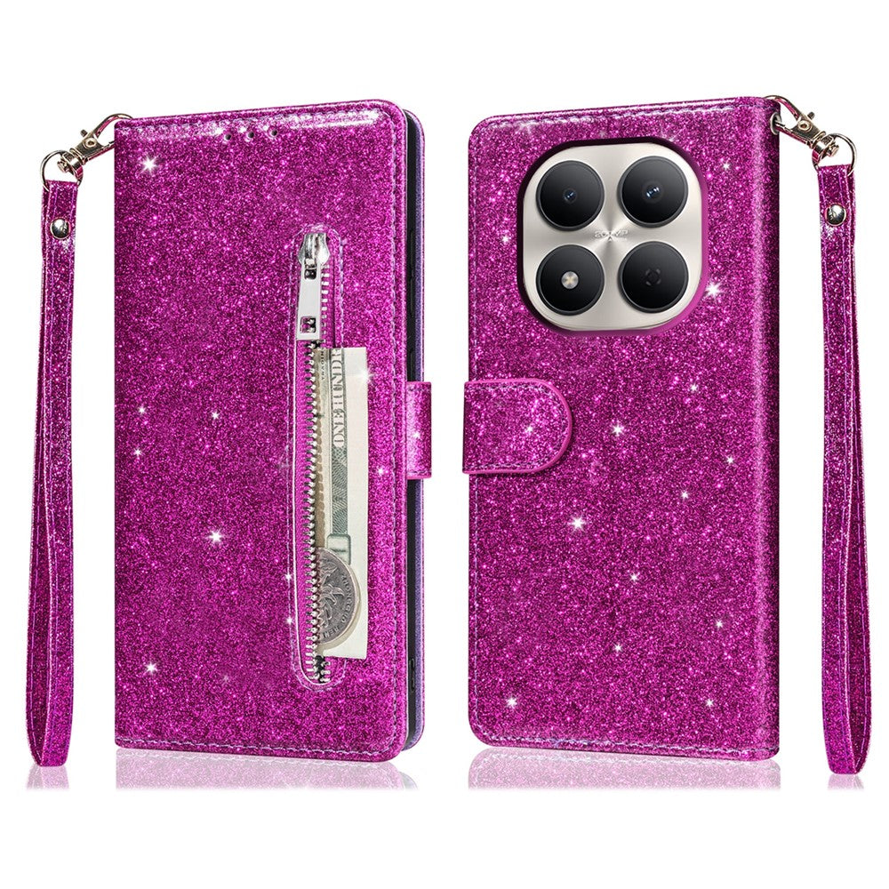 For Xiaomi Redmi Note 15 Pro 5G (Global) Stand Case Glitter Phone Leather Cover Zipper Pocket