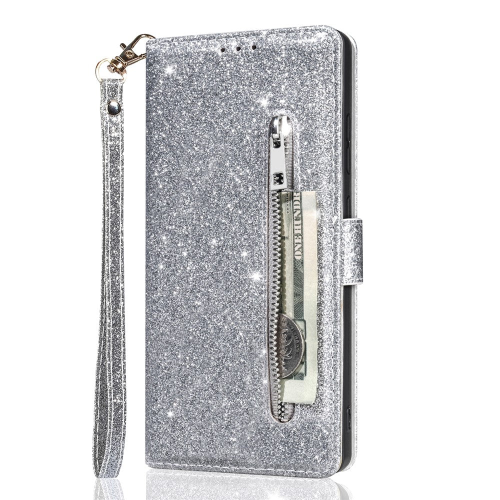 For Xiaomi Redmi Note 15 Pro+ 5G (Global)  /  Poco M8 Pro 5G Stand Case Glitter Phone Leather Cover Zipper Pocket