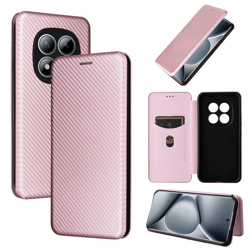 For Xiaomi Redmi Note 15 Pro+ 5G (Global)  /  Poco M8 Pro 5G Case Carbon Fiber Texture Drop-Proof PU Leather Phone Cover